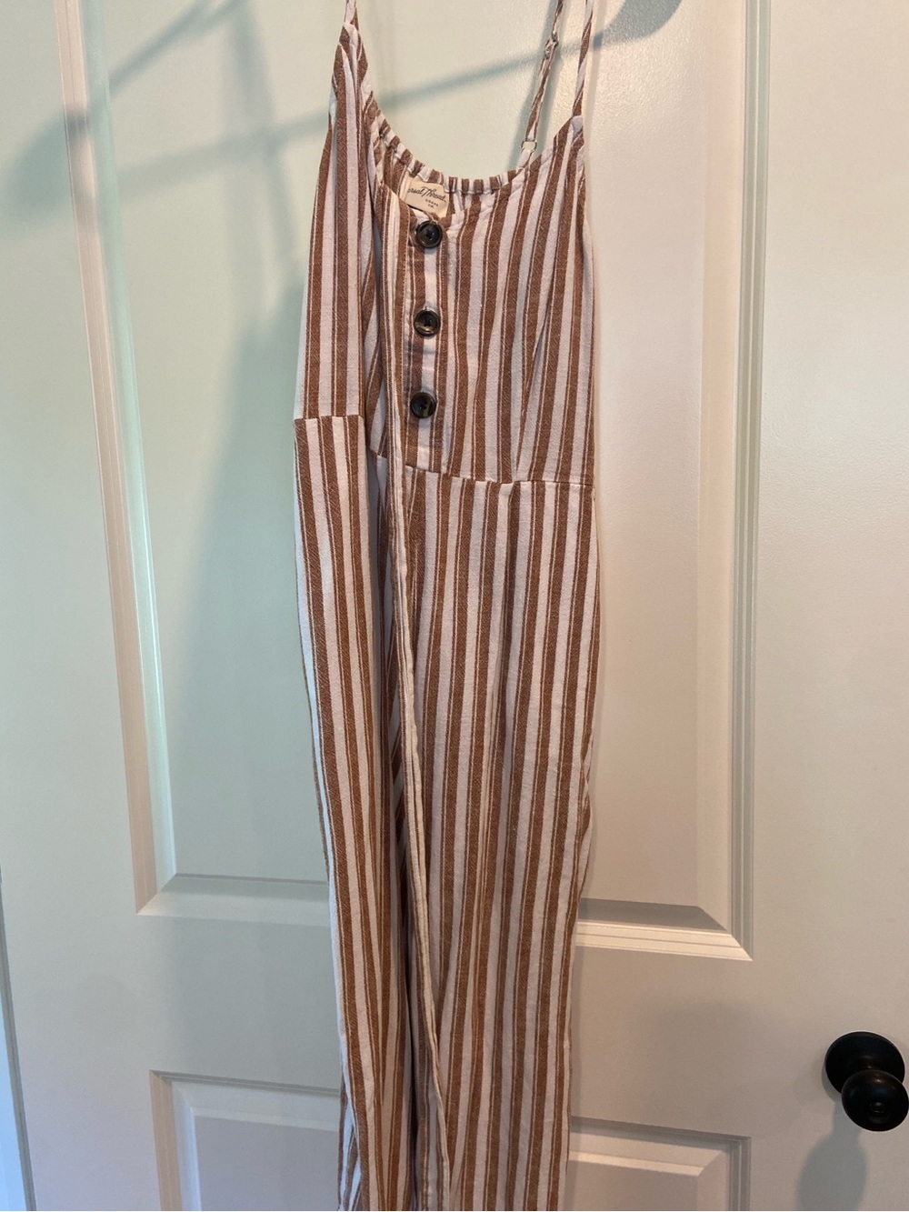 Universal Thread Striped Brown & White Wide-Leg Jumpsuit | Size Medium